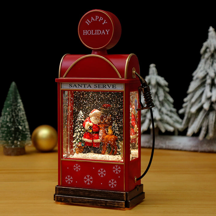 Nostalgische Weihnachtslaterne mit bewegter Schneemann-Szene Karnz