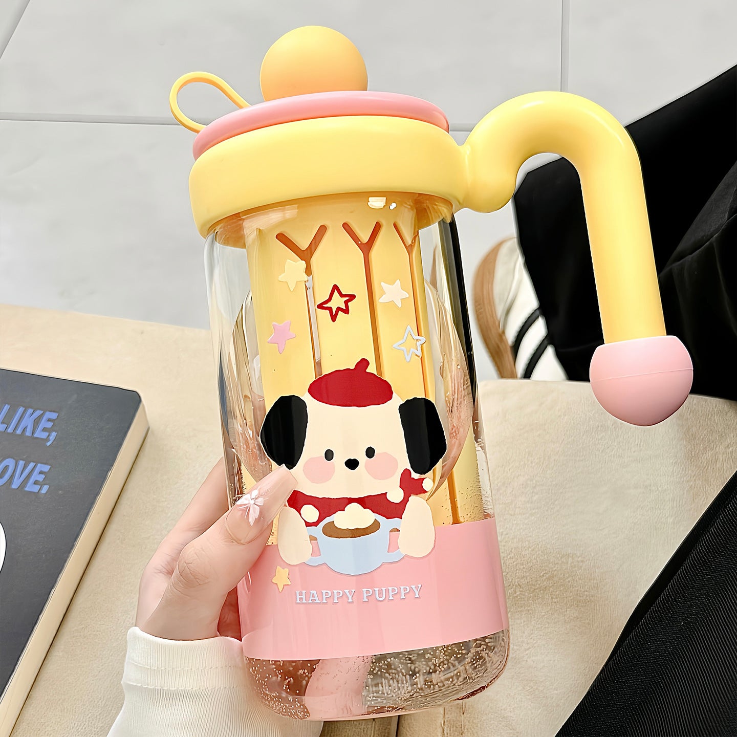 Damen Trinkflasche mit verspieltem Katzenmuster Karnz