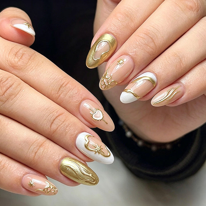 Künstlerisches Metallisches Press-On Nagelset
