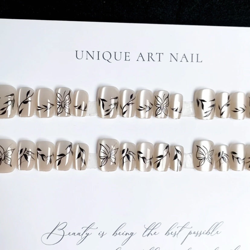 Künstlerisches Blumendruck Press-On Nagelset