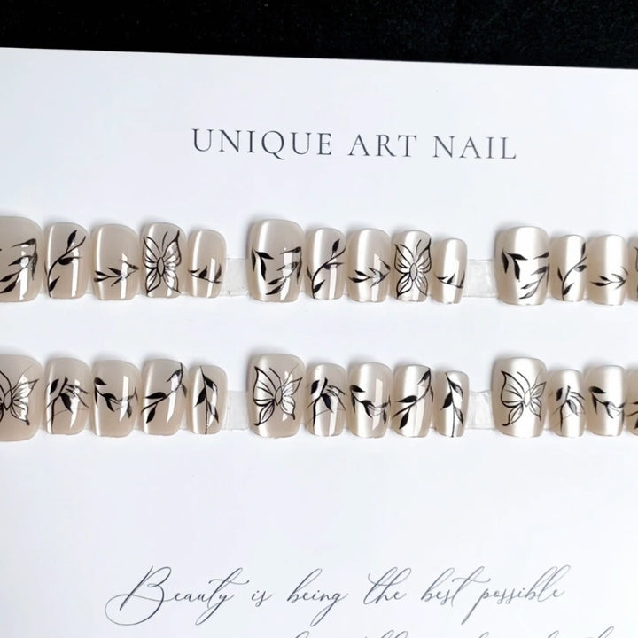 Künstlerisches Blumendruck Press-On Nagelset