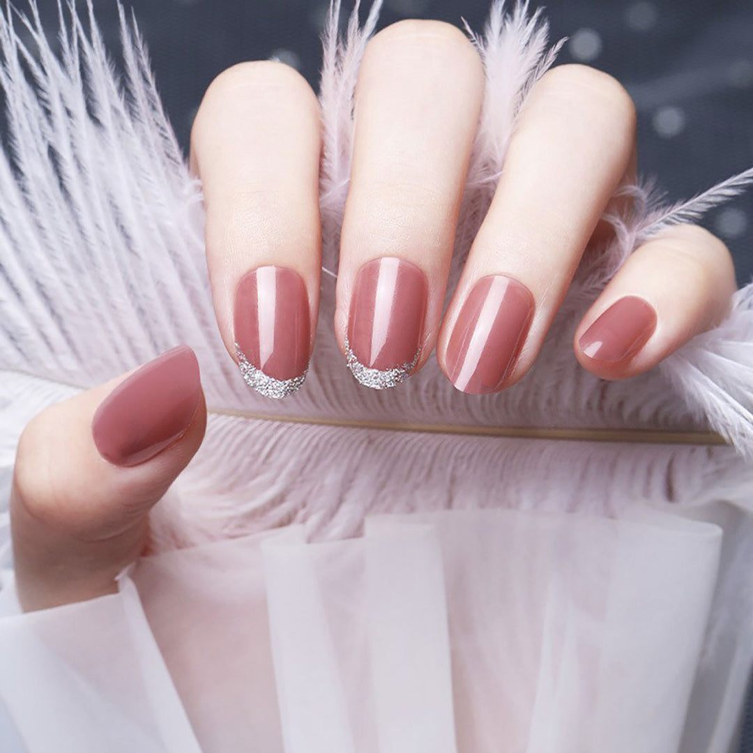 Funkelnde French Tip Press-On Nägel