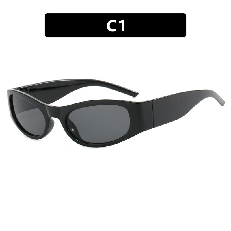 Damen sportliche Sonnenbrille mit breitem Rahmen und UV-Schutz Karnz