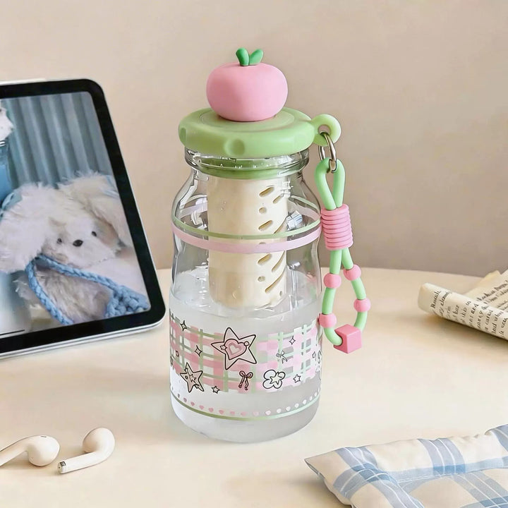 Damen Trendige und praktische Wasserflasche mit Fruchtdeckel Karnz