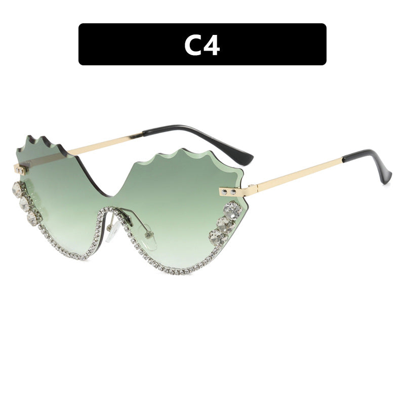 Damen extravagante Sonnenbrille mit glitzerndem Akzent und einzigartigem Design Karnz