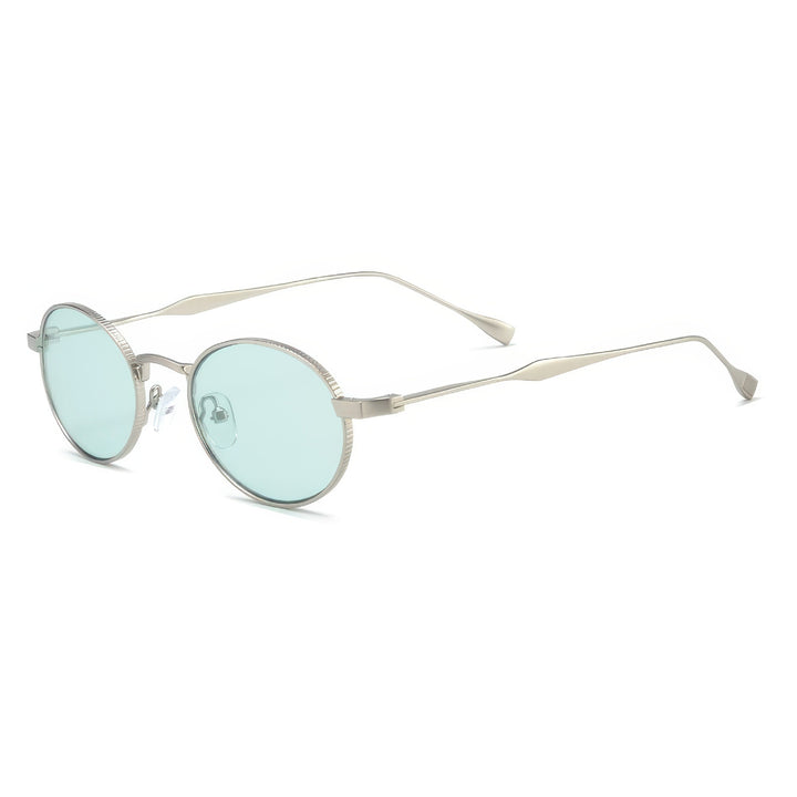 Damen modische Sonnenbrille mit hochwertigem Metallrahmen und runden Gläsern Karnz