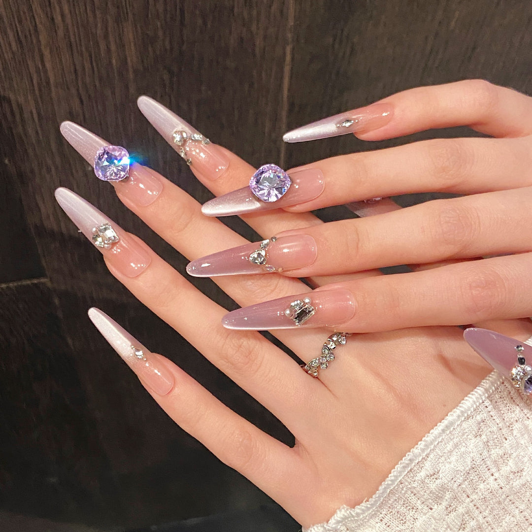 Premium Strass-dekoriertes Press-On Nagelset