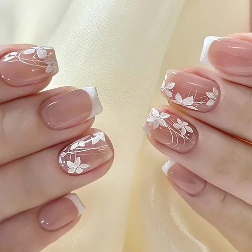 Elegantes Floral Design Press-On-Nagelset Karnz