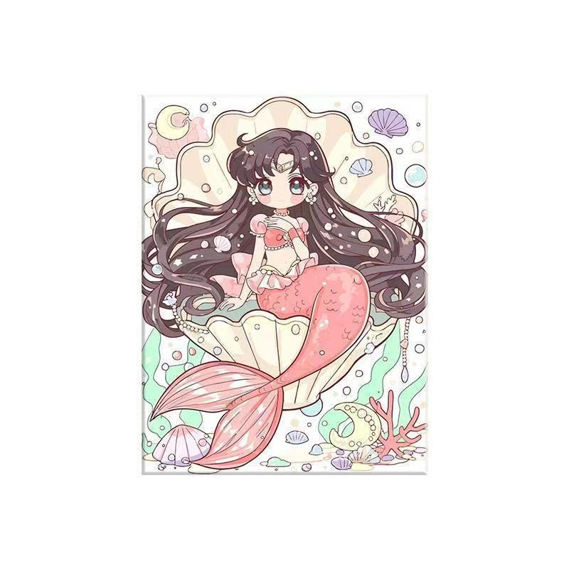 Anime-inspirierte Meerjungfrau Illustrationsleinwandkunst Karnz
