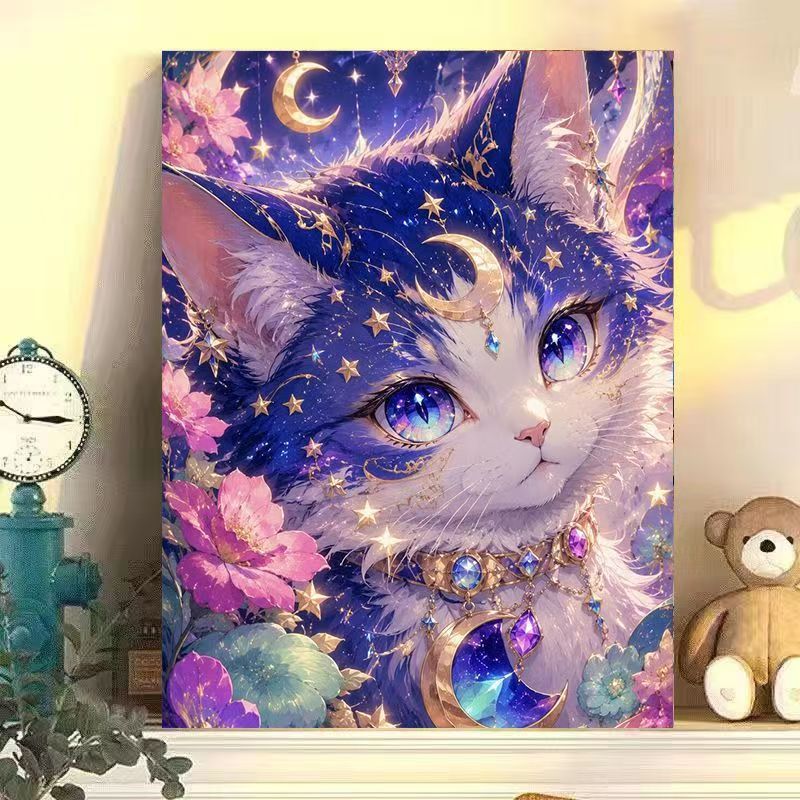 Cosmic Cat Illustration Wand Kunst Karnz