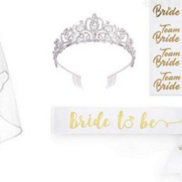 Damen Braut-Accessoires Set mit schimmerndem Schleier und personalisiertem Sash Karnz