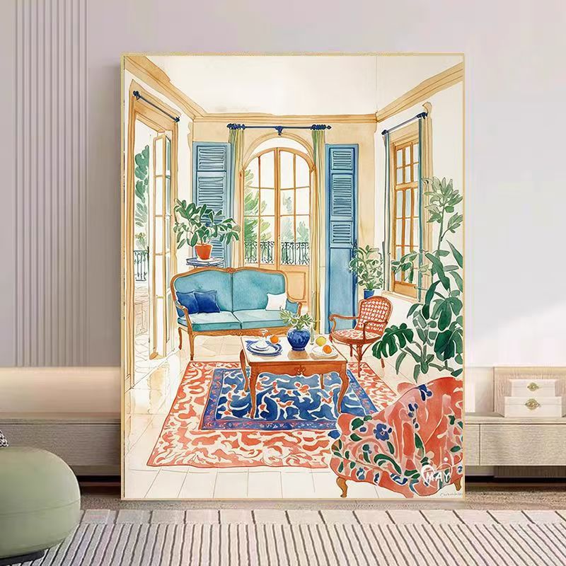 Gemütlicher Wohnzimmer Aquarell Kunstdruck Karnz