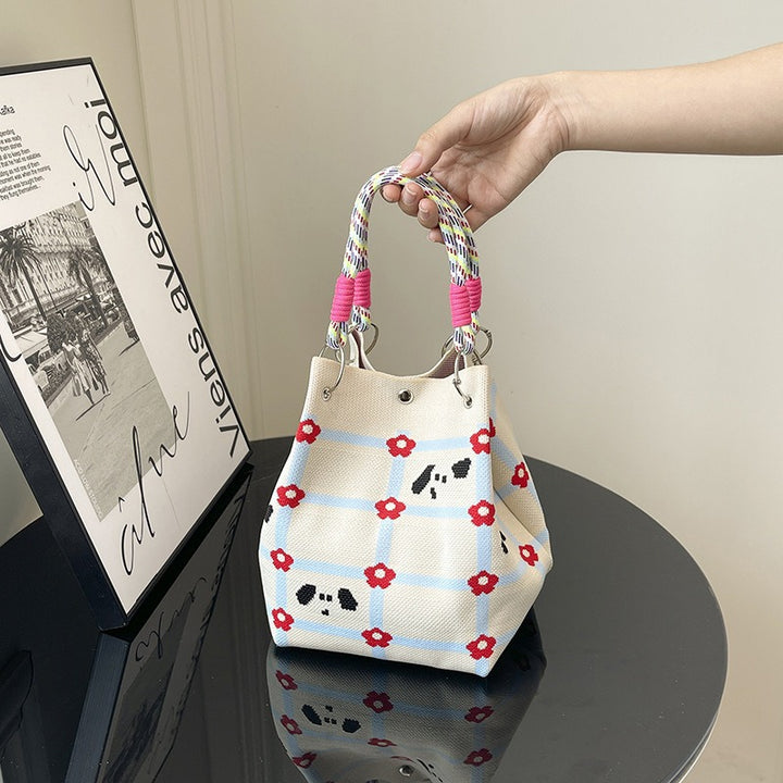 WoFloral Print Texturiertes Handtasche Karnz