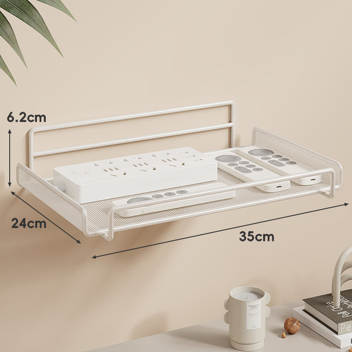 Wandmontierter Zwei-Ebenen Belüfteter Mesh Router und Power Strip Organizer
