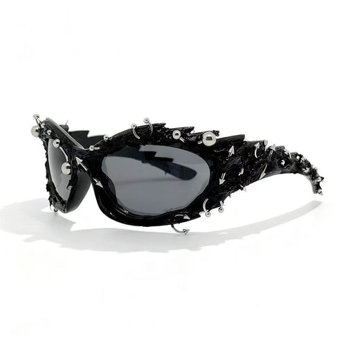 Damen extravagante Designer-Sonnenbrille mit auffälligem Schmuckrahmen Karnz