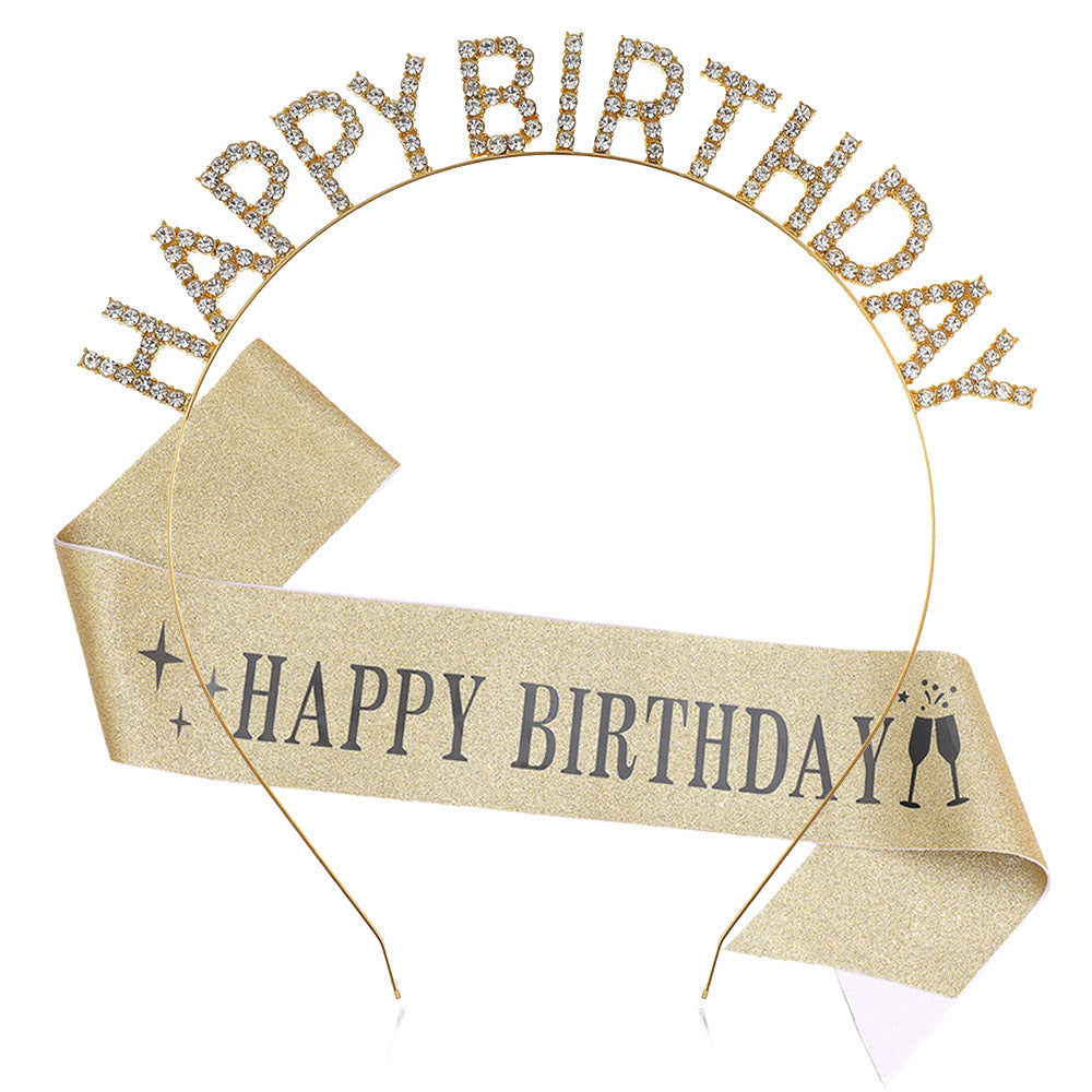 Damen Glitzernder Haarreif mit "Happy Birthday"-Aufschrift Karnz