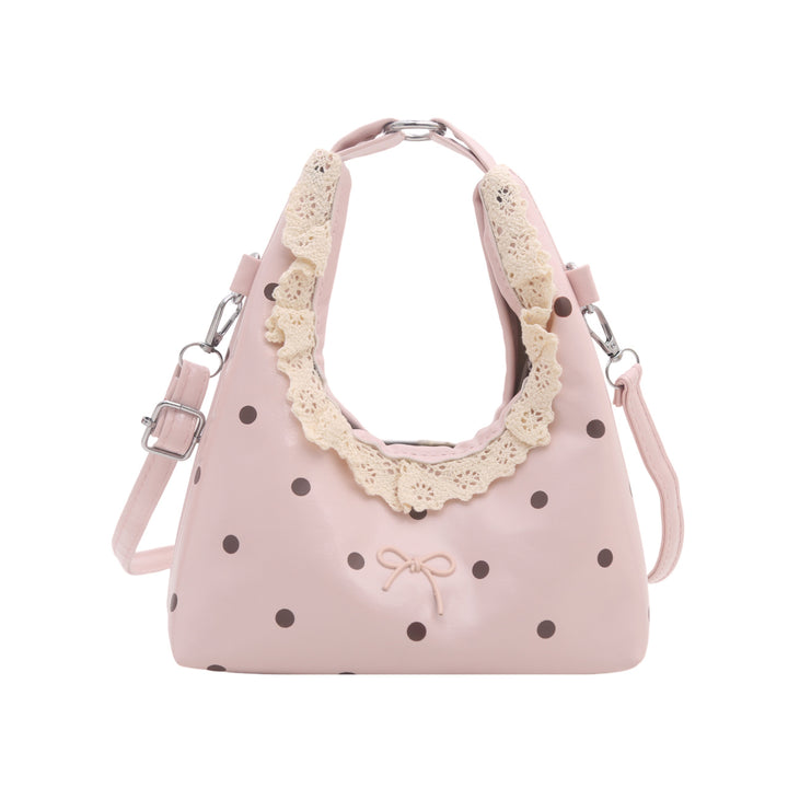Dekorativer Handtasche mit Spitzenrand und Punkte-Muster