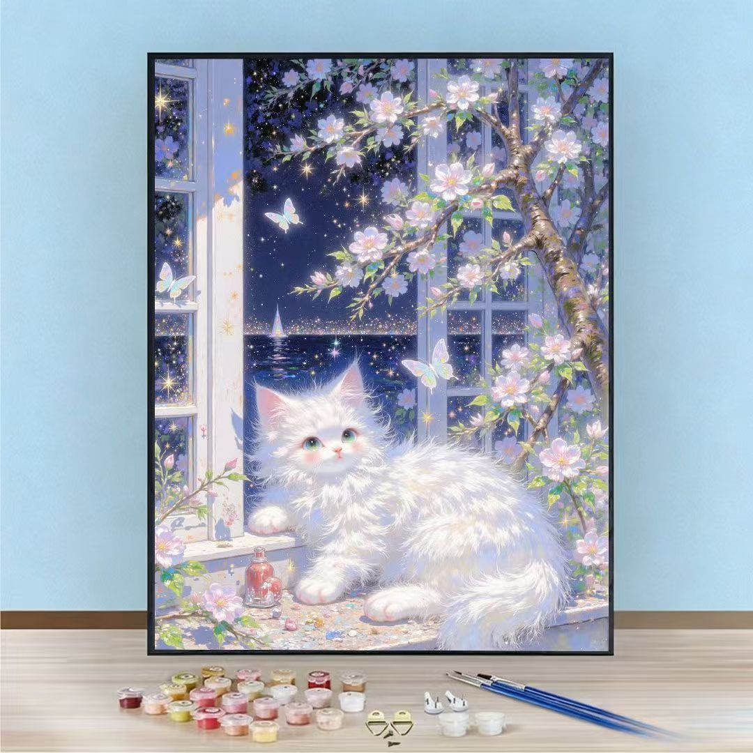 DIY-Katzen-Themen Malen nach Zahlen Kunst-Kit Karnz