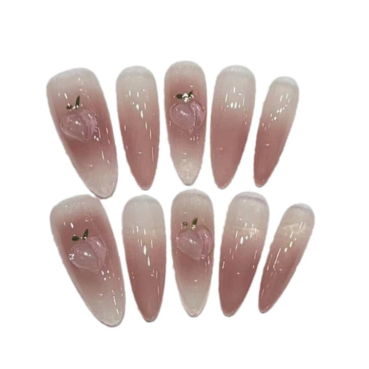 Elegantes Press-On Mandel-Nagel-Set mit Herzdetails Karnz