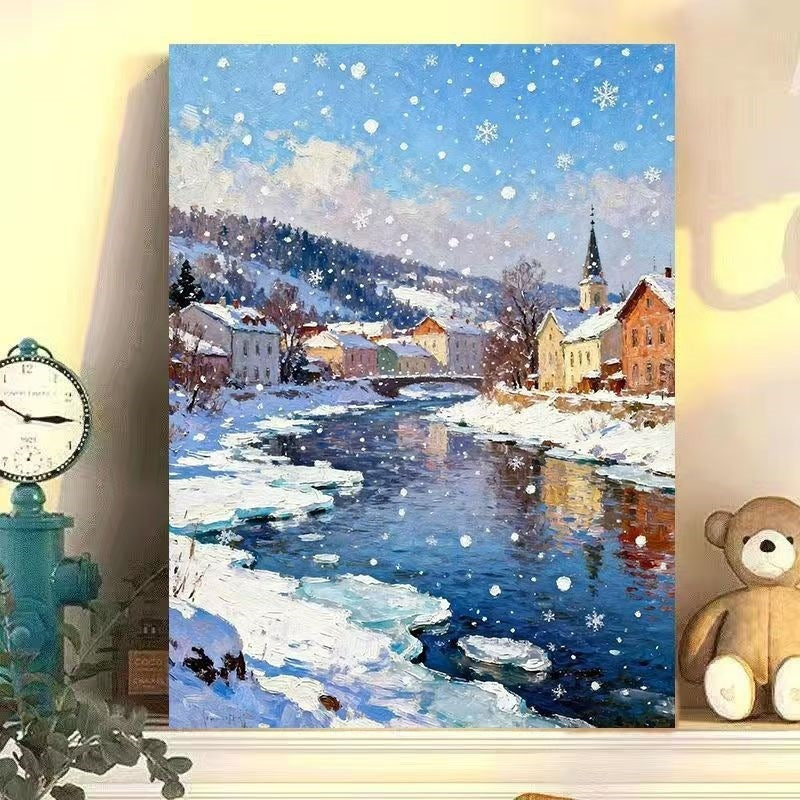 Winter Wonderland Landschaft Leinwand Kunst Karnz