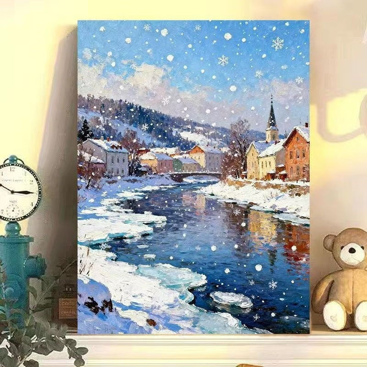 Winter Wonderland Landschaft Leinwand Kunst Karnz
