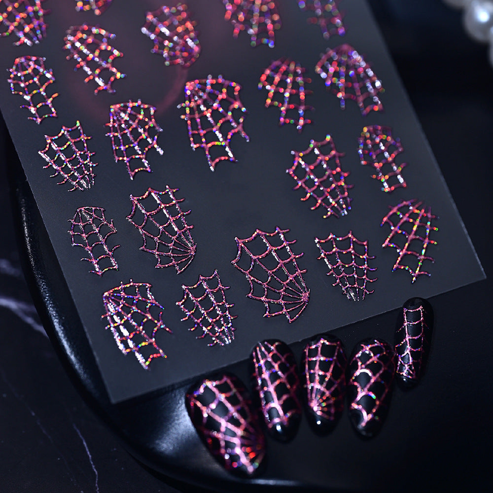 Glänzende Spinnennetz-Nagelkunst-Decals