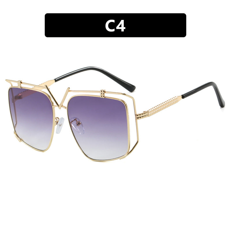 Damen futuristische Oversized-Sonnenbrille mit einzigartigem Geometrie-Rahmen Karnz
