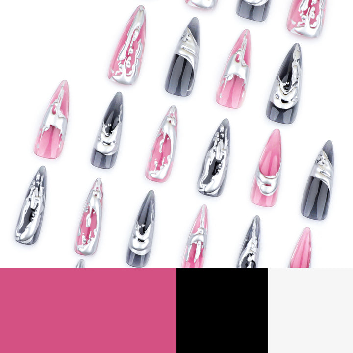 Kreative Stiletto-Nägel mit einzigartigen Metallic-Details Karnz