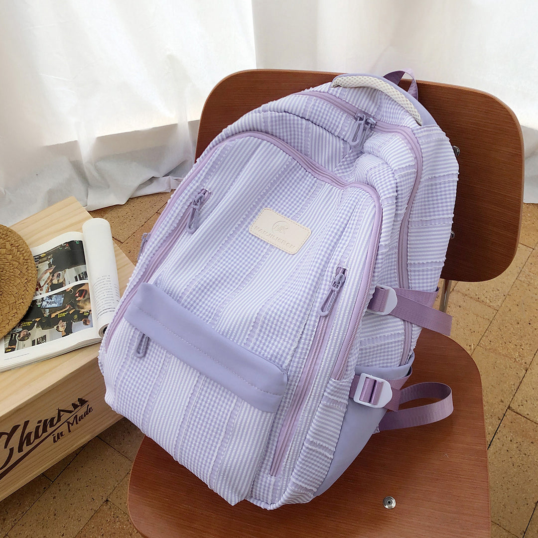 Gestreifter Rucksack mit Schlüsselanhänger Charm Karnz