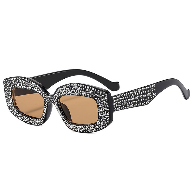 Damen auffällige Sonnenbrille mit glamourösen Strasssteinen Karnz