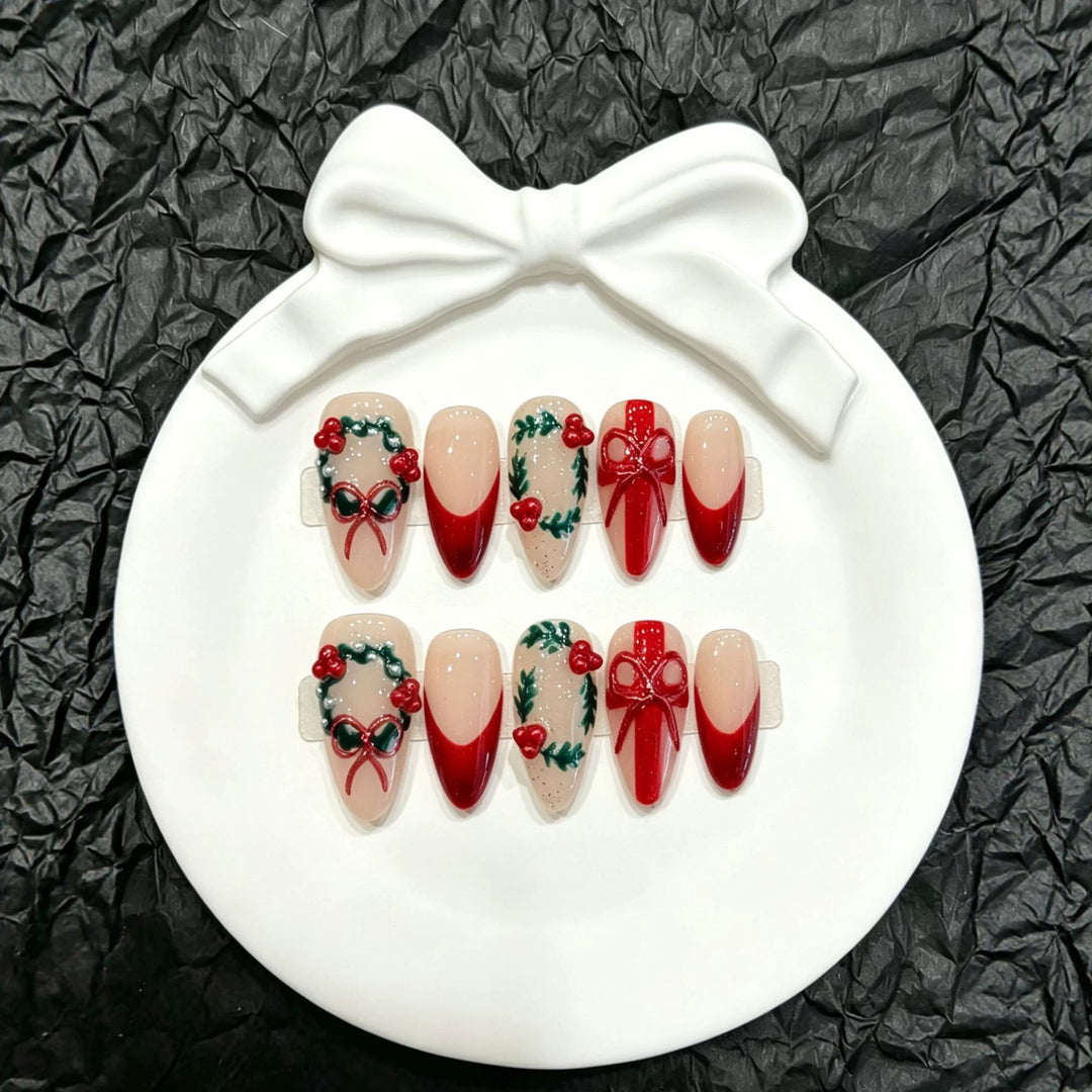 Festliche, von Feiertagen inspirierte Press-On-Nagelset