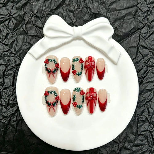 Festliche, von Feiertagen inspirierte Press-On-Nagelset