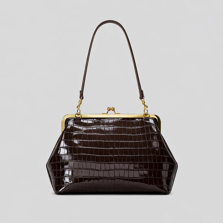 Elegante glänzende Krokodil-Effekt-Handtasche