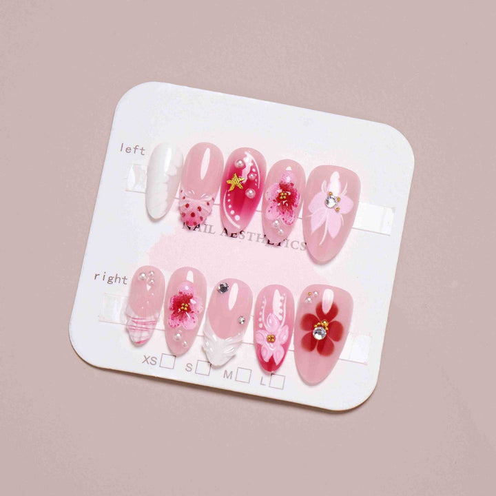 Elegantes florales Design Press-On-Nagelset Karnz
