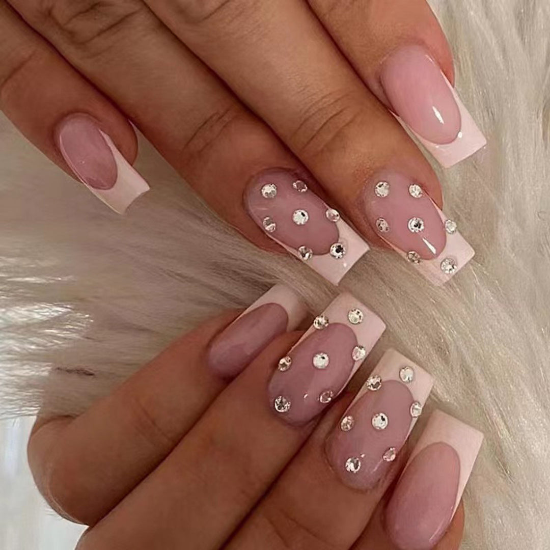 Dekoratives Strass Französisch-Spitze Nagelkunst-Set