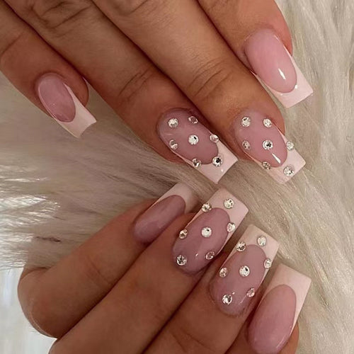 Dekoratives Strass Französisch-Spitze Nagelkunst-Set