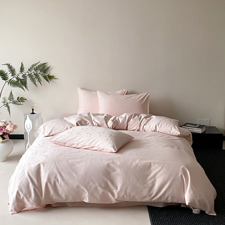 Luxus Baumwollsatin Bettbezug Set mit subtiler floraler Jacquard