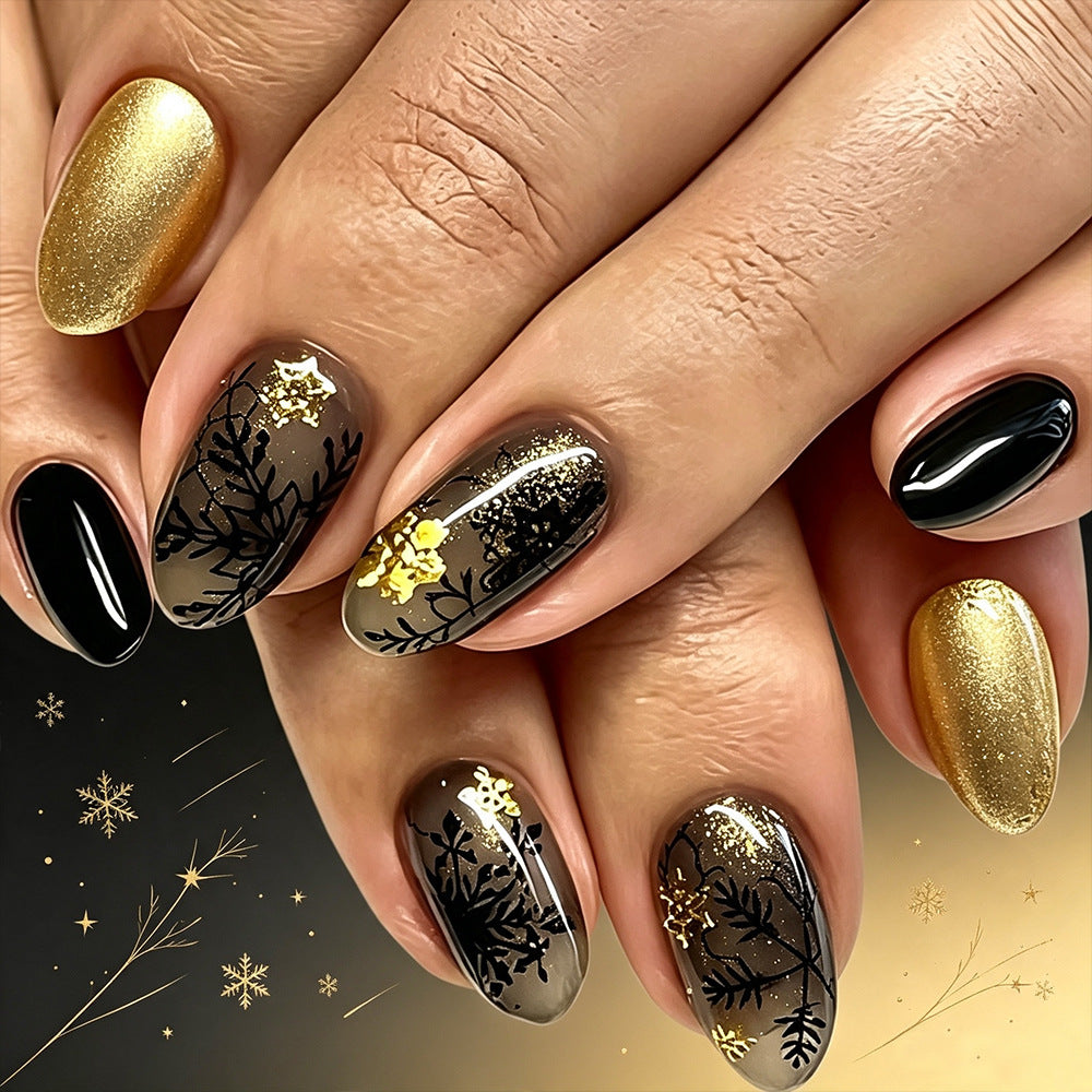 Elegantes winterliches Press-On Nagelset Karnz