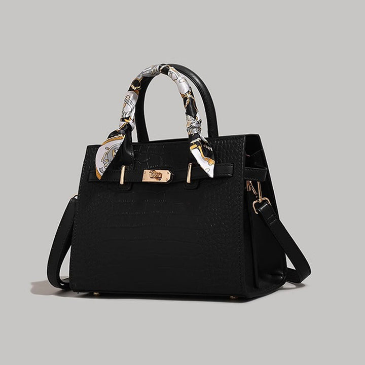 Strukturierte Krokodil-Muster-Handtasche Karnz