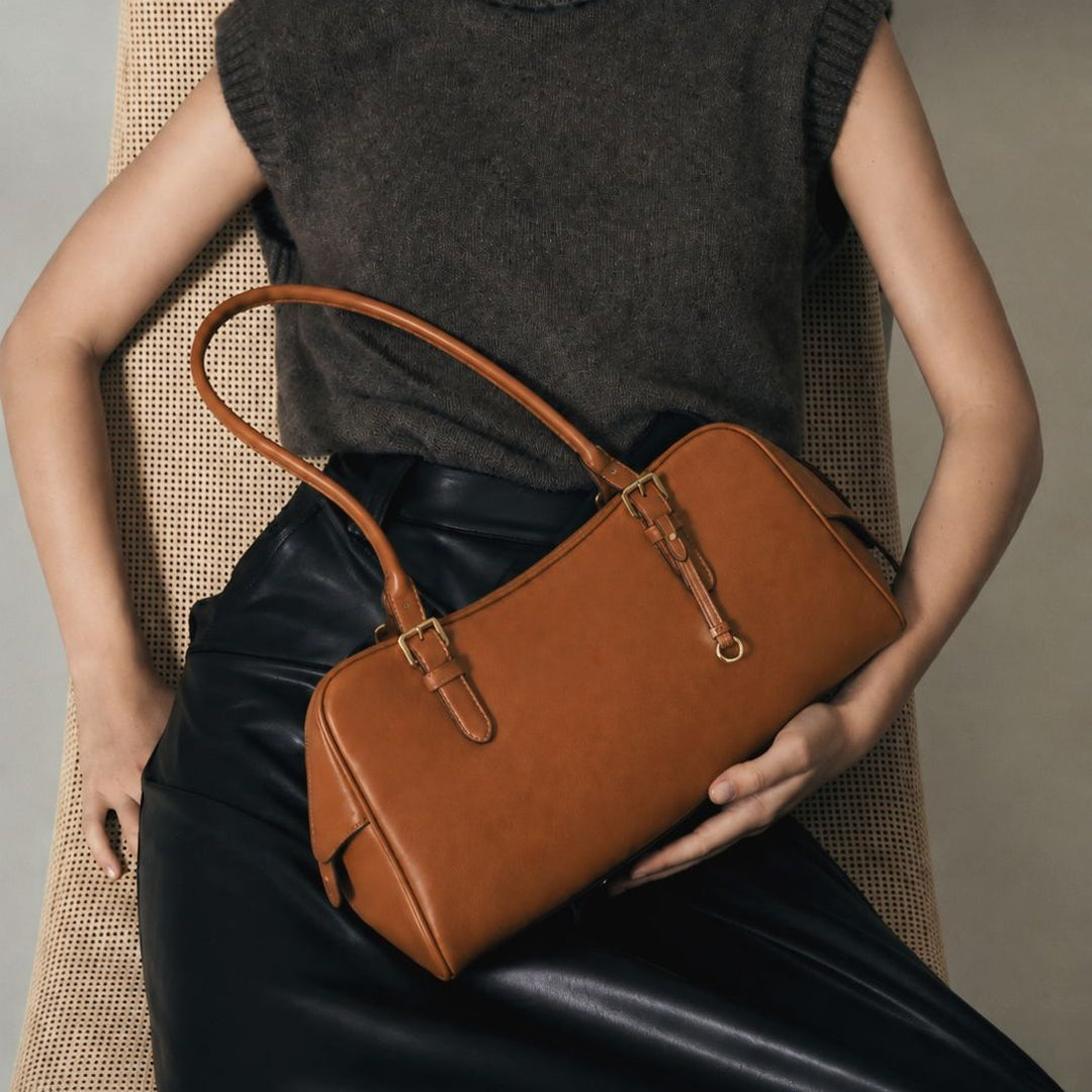 Klassische Strukturierte Lederhandtasche