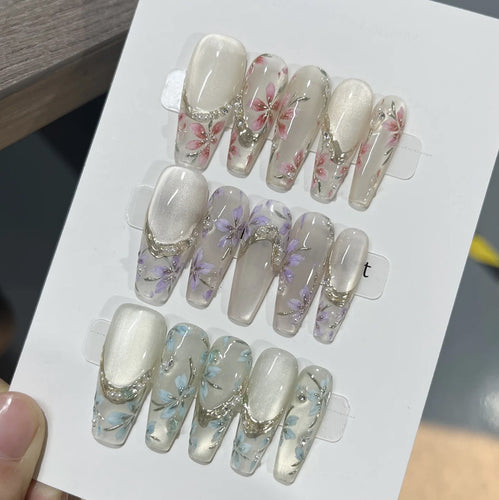 Floral-Design Press-On Nagelset