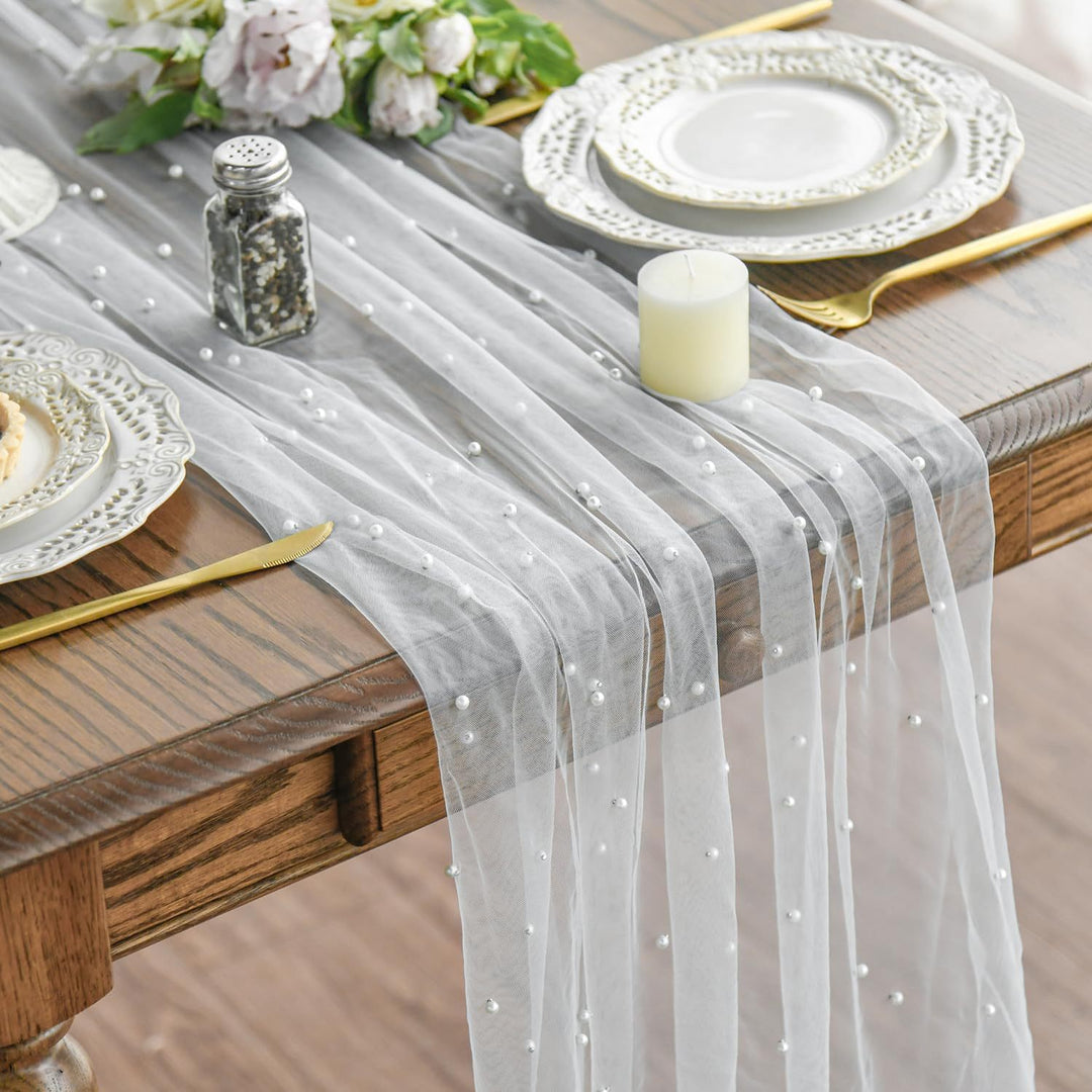 Eleganter Tischläufer mit Perlenverzierung Karnz