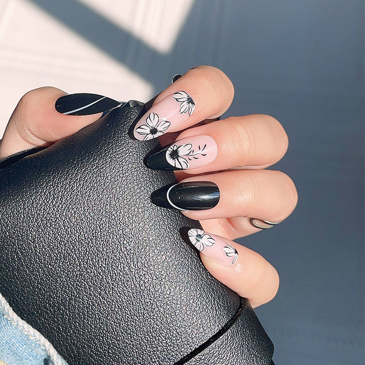 Floral-Design Stiletto Press-On Nägel Karnz