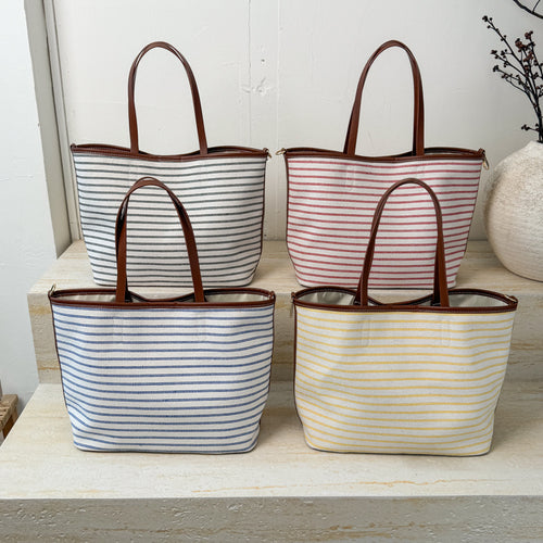 Wiederverwendbare gestreifte Strandtasche Karnz