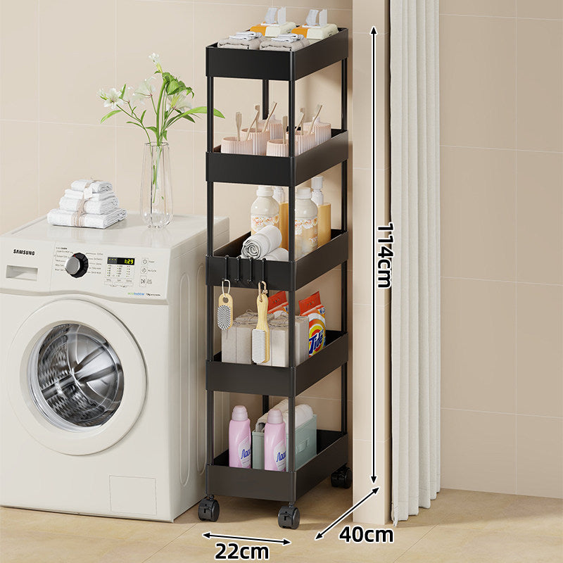 Slim Four-Tier Rolling Laundry und Badezimmer Aufbewahrungswagen mit tiefen Tablettkörben und verriegelbaren Drehrollen