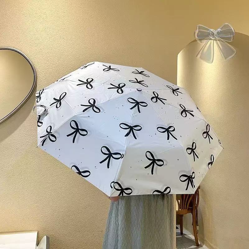 Damen Faltbarer Regenschirm mit elegantem Schleifenmotiv Karnz