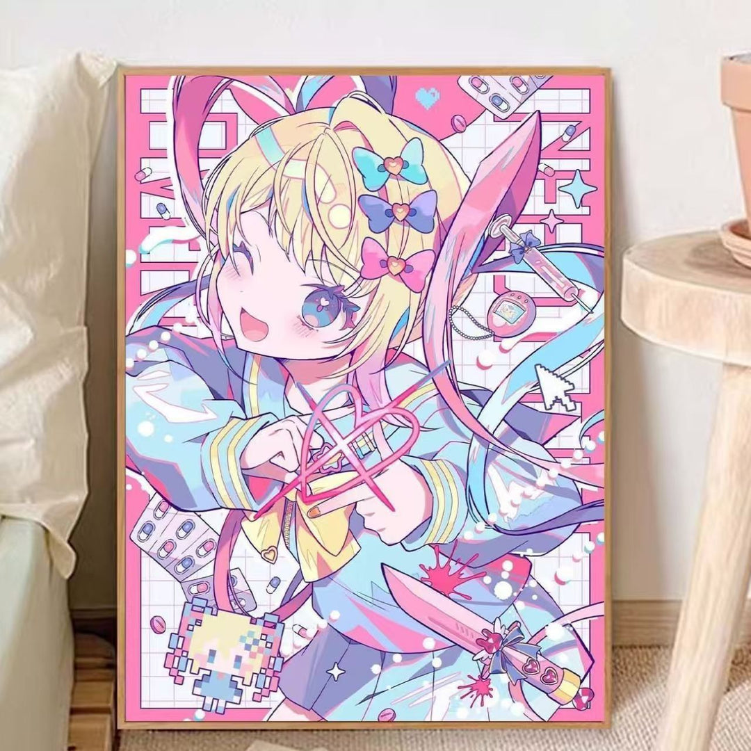 Verspielt Anime-inspirierten Leinwand Kunstdruck Karnz