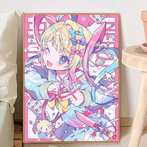 Verspielt Anime-inspirierten Leinwand Kunstdruck Karnz