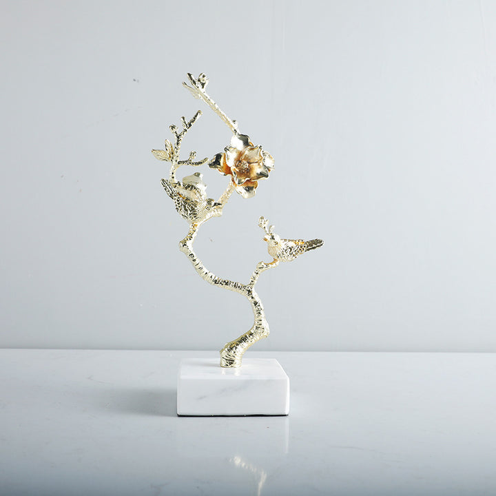 Elegante Vogel- und Blumendekorationsskulptur