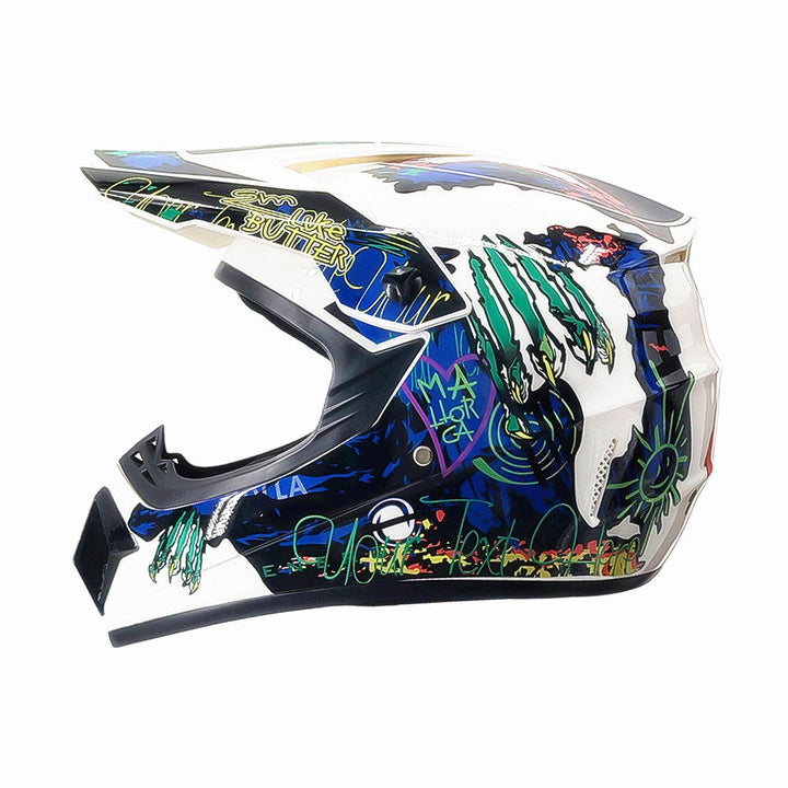 Vollgesicht-Motocross-Helm mit verlängertem Visier und verstärktem Kinnschutz Karnz